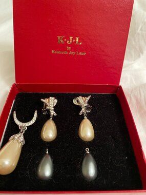KJL/Kenneth J. Lane-Brand new interchangeable pearl drop earring + pendant pearl